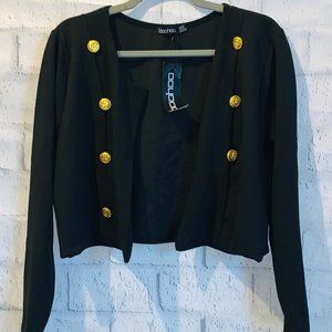 Boohoo Plus Gold Button Crop Jacket